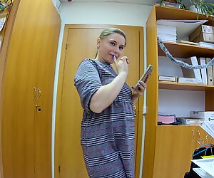 Bodystocking Flashing in the Office - Teaser