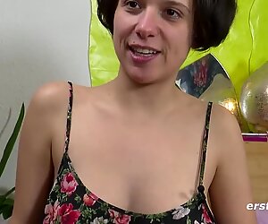 Sexy Babe With Perky Tits Rubs Hairy Bush