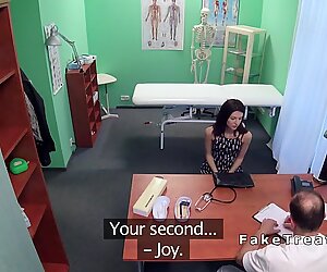 Doctor eats and fucks hairy cunt patient